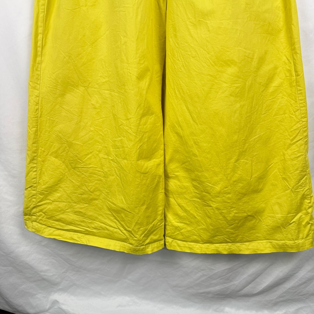 Corey Lynn Calter Yellow Ultra Wide Leg Pleated Cotton Pants Medium Colorful - Picture 5 of 11